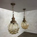 Pair Of Amber Bubble Glass Pendant Lights By Helena Tynell For Glashütte Limburg Mid Century Vintage Retro MCM