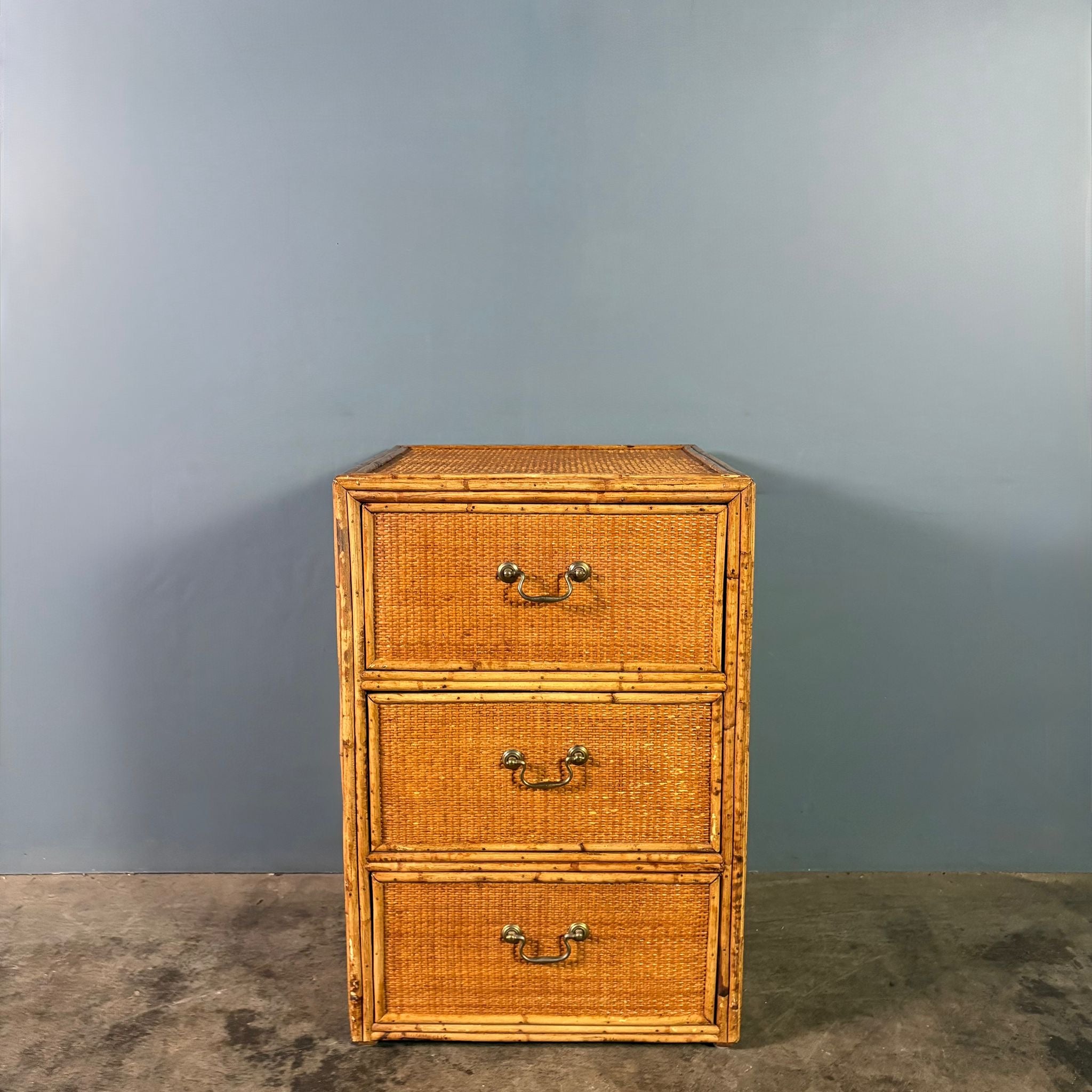 Pair Of Chest Of Drawers & Sideboard Retro Bamboo Rattan Boho Tiki Mid Century Vintage MCM