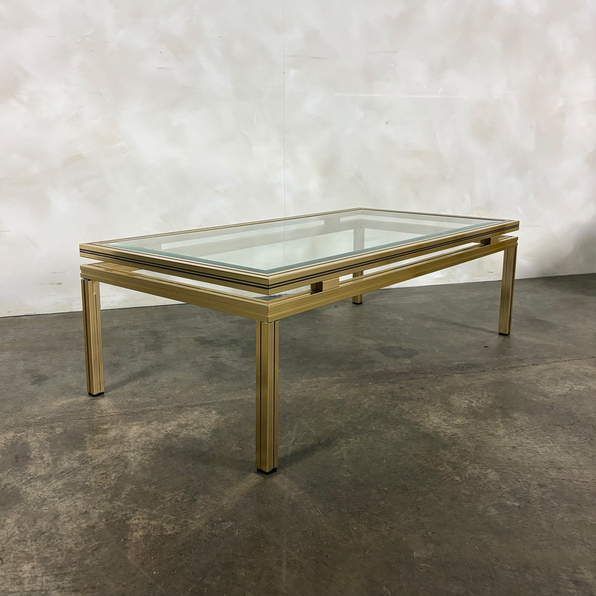 Pierre Vandel Brass Glass Coffee Table Mid Century Vintage Retro MCM