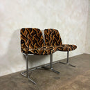 Pair Of Mid Century Pieff Eleganza Chrome Geometric Dining Chairs Vintage Retro MCM