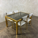 SOLD Brass & Glass Dining Table With Four Matching Brass Dining Chairs Mid Century Vintage Retro MCM