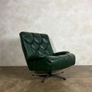 Tetrad Nucleus Green Leather Swivel Lounge Chair Mid Century Vintage Retro MCM