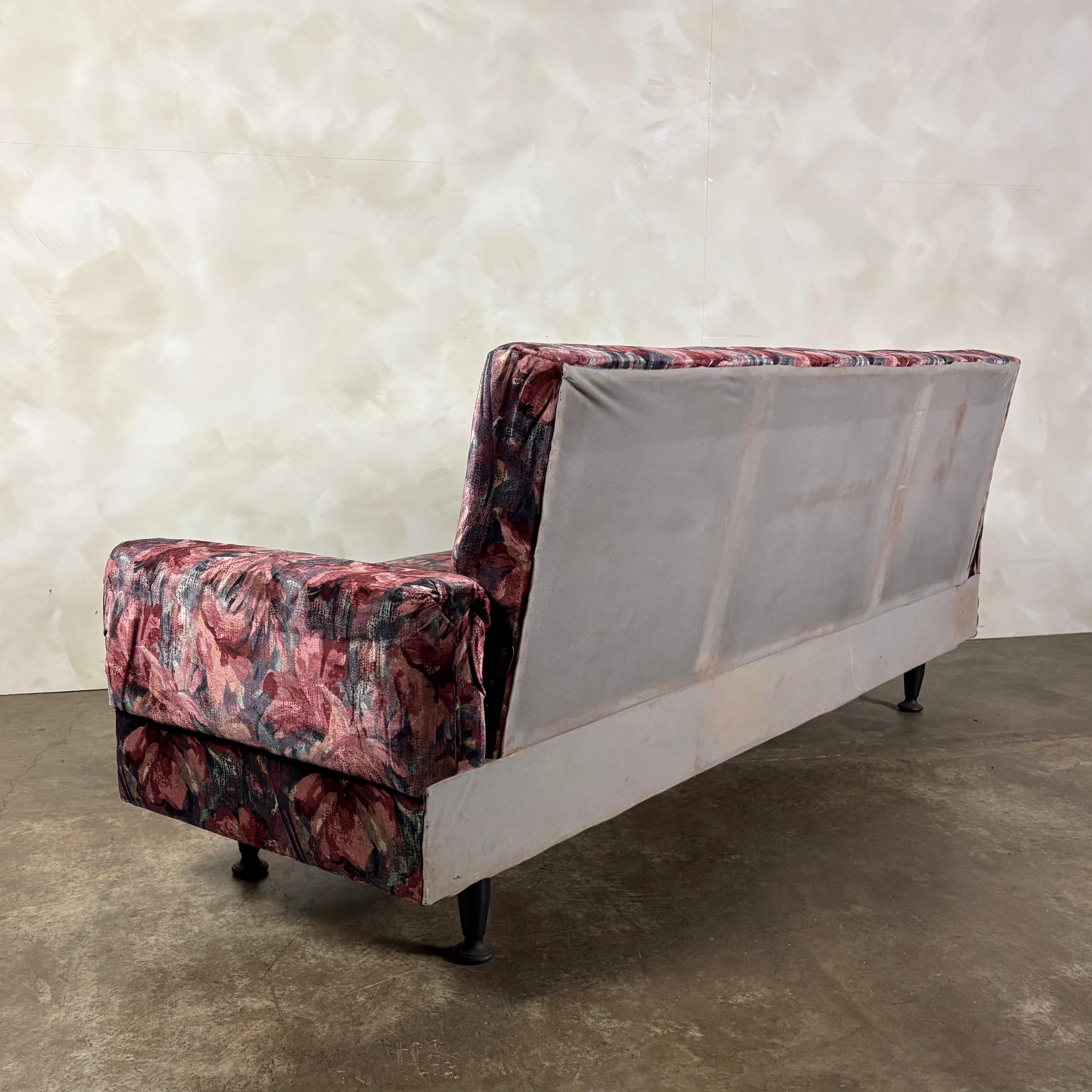 Floral Three Seater Sofa Bed Mid Century Vintage Retro MCM