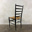 Set Of Four Italian Gio Ponti Style Ebonised Black Ladderback Dining Chairs Mid Century Vintage Retro MCM