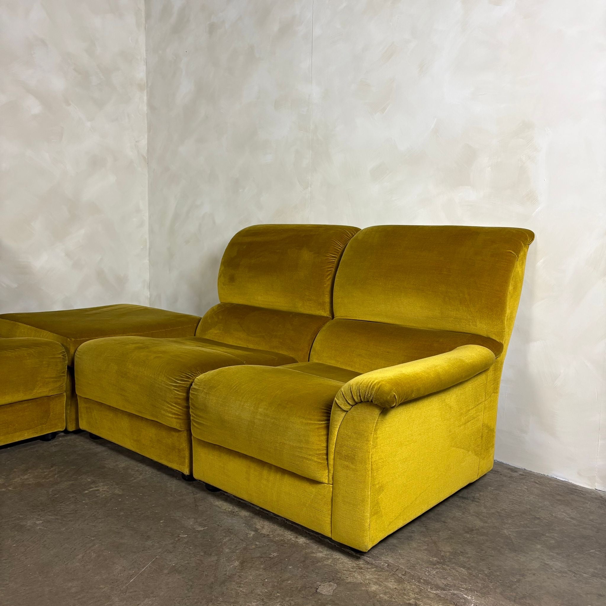 SOLD Mid Century G Plan Osprey Modular Sofa Lounge Suite Yellow Velvet Vintage Retro MCM