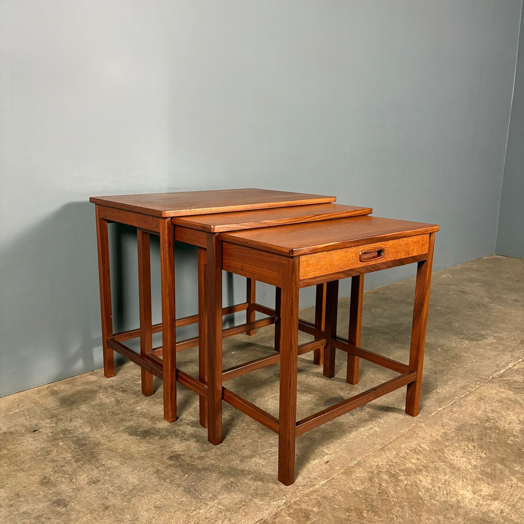 Danish Set Of Three Nest Of Tables Teak Mid Century Vintage Retro MCM