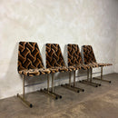 Four Mid Century Pieff Lisse Chrome Geometric Dining Chairs Vintage Retro MCM