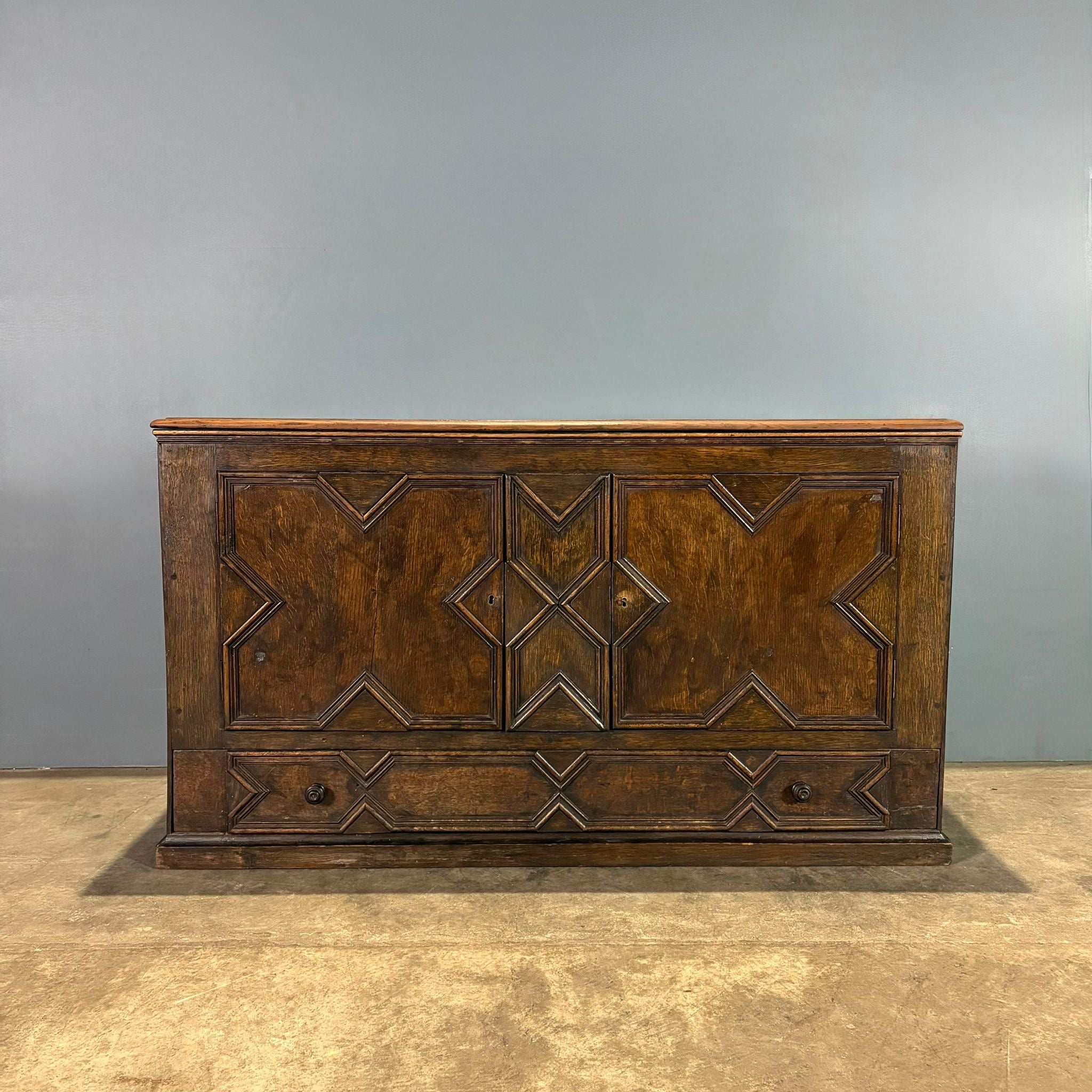 Antique Carved Oak Geometric Blanket Box/Chest Coffer Regency Georgian