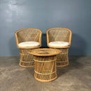 SOLD Mid Century Rattan Bamboo Two Seater Sofa, Pair Of Armchairs & Table Vintage Retro MCM