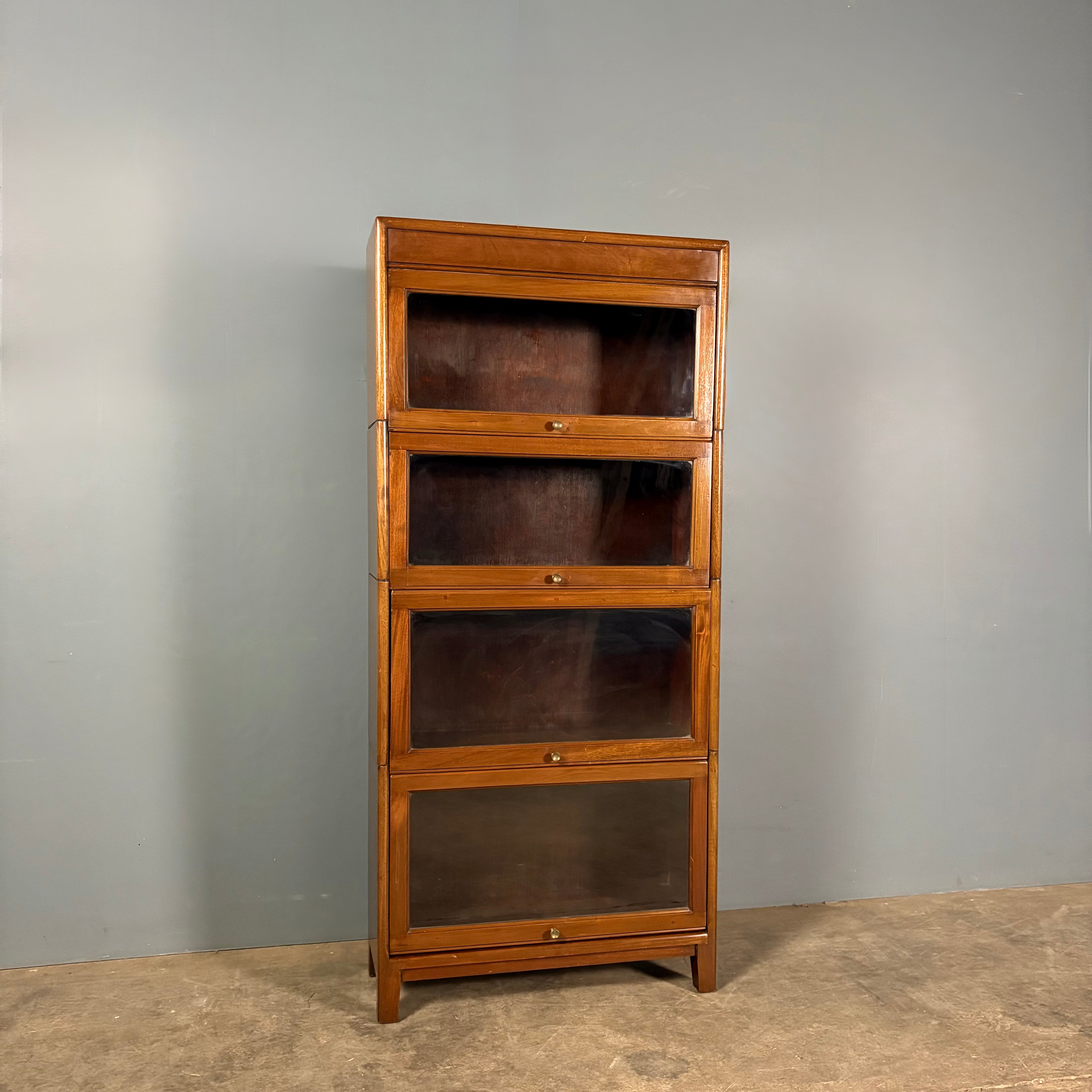 Gunn Sectional Stacking Glass Fronted Bookcase Mahogany Edwardian