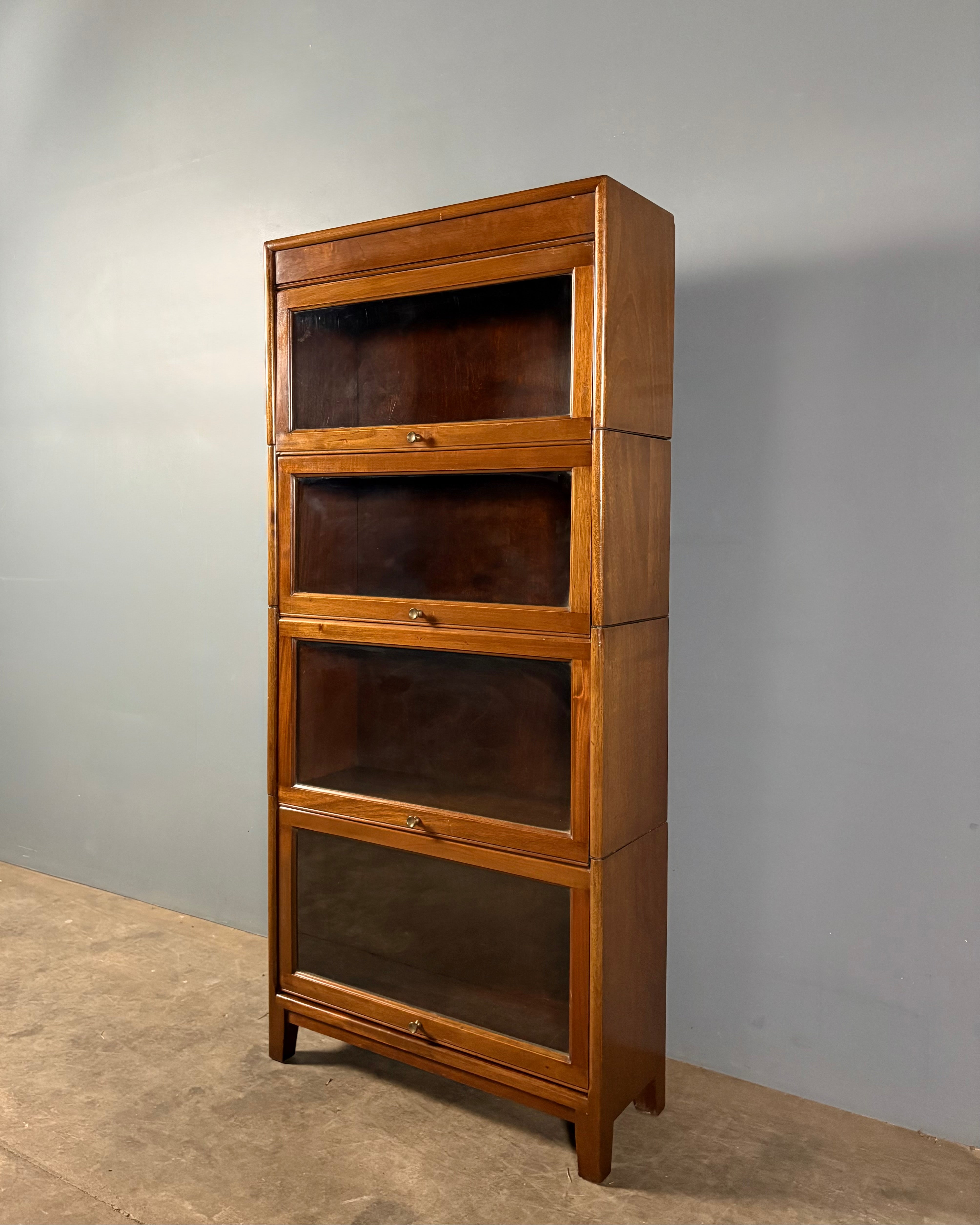 Gunn Sectional Stacking Glass Fronted Bookcase Mahogany Edwardian