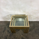 Pierre Vandel Brass Glass Set Of Three Nest Of Tables Mid Century Vintage Retro MCM