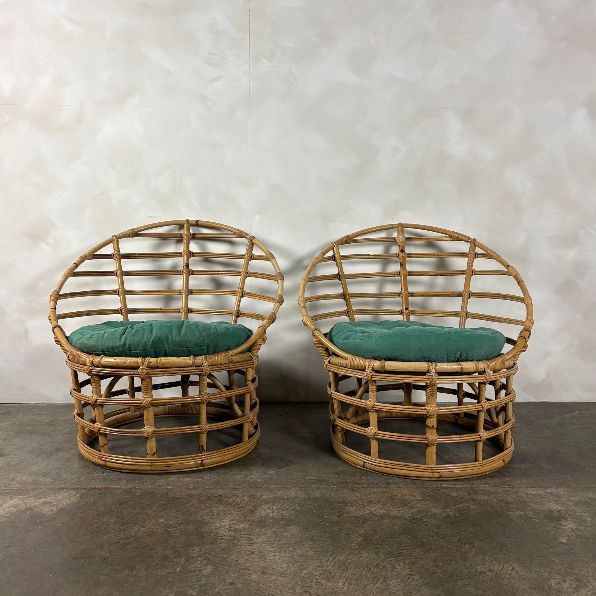 Mid Century Pair Of Bamboo Lounge Chairs Vintage Retro MCM