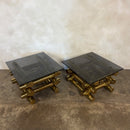 Pair Of Pieff Brass & Smoked Glass Side/Coffee Tables 1970s Mid Century Vintage Retro MCM