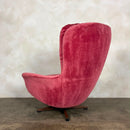 Pink Swivel Teak Lounge Chair Mid Century Vintage Retro MCM