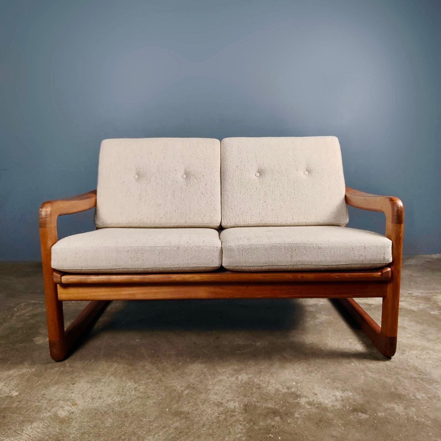 SOLD Poul Jeppesen Ole Wanscher Danish Two Seater Teak Sofa Mid Century Vintage Retro MCM