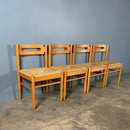 Set Of Four Rush Papercord Seat Dining Chairs Vico Magistretti Carimate Style Mid Century Vintage Retro MCM