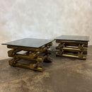 Pair Of Pieff Brass & Smoked Glass Side/Coffee Tables 1970s Mid Century Vintage Retro MCM