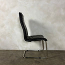 Five Black Leather Cantilever Chrome Dining Chairs Mid Century Vintage Retro MCM