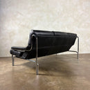 Mid Century Pieff Alpha Black Leather Three Seater Sofa With Matching Lounge Chair Vintage Retro MCM