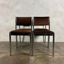 Set Of Four 1970s Chrome Brown Italian Dining Chairs Mid Century Vintage Retro MCM