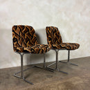Pair Of Mid Century Pieff Eleganza Chrome Geometric Dining Chairs Vintage Retro MCM