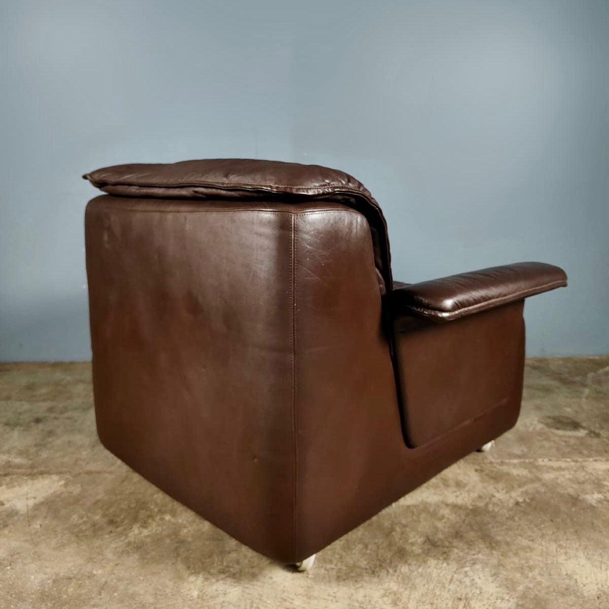 Lausser Modular Armchairs & Footstool Brown Leather West Germany Mid Century Vintage Retro MCM