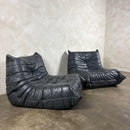 Togo Sofa Set Michel Ducaroy Ligne Roset Grey Leather Mid Century Vintage Retro MCM