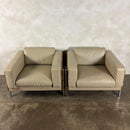 Mid Century Pair Of Cream Beige Leather Robin Day For Habitat Forum II Armchairs Vintage Retro MCM