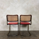 Four Brass Pink Cane Rattan Marcel Breuer Cesca Dining Chairs Mid Century Vintage Retro MCM