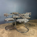 SOLD Four Zougoise Victoria Cantilever Dining Chairs Chrome Tubular Frames Mid Century Vintage Retro MCM
