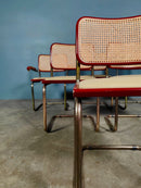 SOLD Six Red Marcel Breuer Cesca Dining Chairs & Matching Table Mid Century Vintage Retro MCM