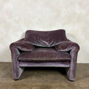 Maralunga Purple Blue Armchair By Vico Magistretti For Cassina 1979 Mid Century Vintage Retro MCM