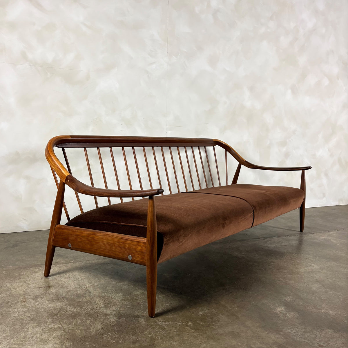 Greaves & Thomas Brown Three Seater Sofa Mid Century Vintage Retro MCM