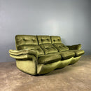 Mid Century Three Seater Sofa Green Velvet Vintage Retro MCM