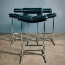 SOLD Mid Century Tim Bates For Pieff Eleganza Bar Stools In Black Leather Vintage Retro MCM