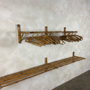Mid Century Vintage Bamboo Wall Shelf & Hanging Rail With Coat Hangers Retro MCM