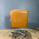 SOLD Office Chair André Vandenbeuck For Arflex Style Tan Cognac Leather Mid Century Vintage Retro MCM