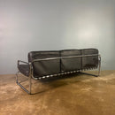 SOLD Mid Century Rodney Kinsman OMK Three Seater Sofa Black Leather Vintage Retro MCM
