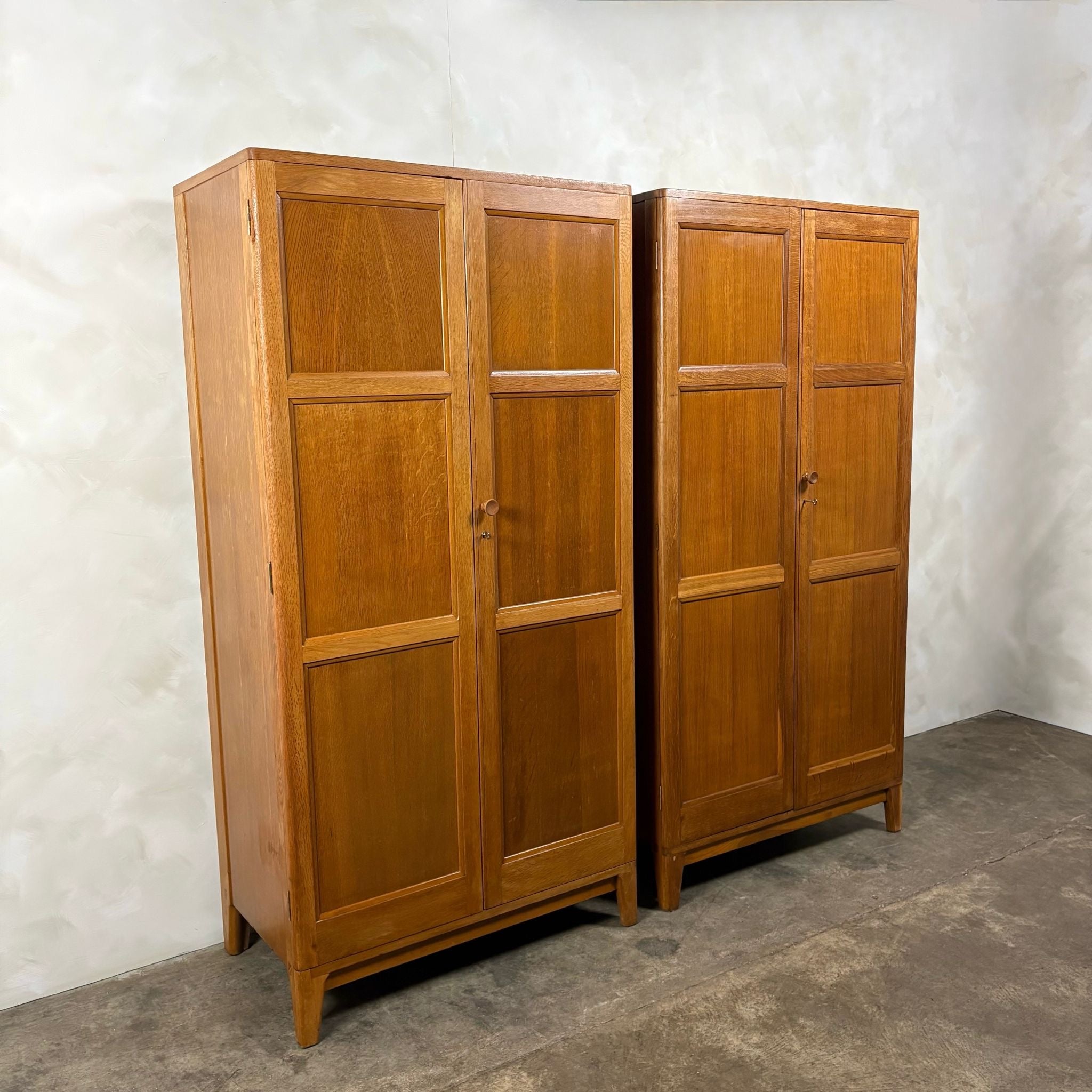 Pair Of Matching Wardrobes Oak Heals Gordon Russell Style Mid Century Vintage Retro MCM