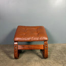 SOLD Vintage Norwegian Bentwood Tan Brown Leather Footstool/Ottoman Mid Century Retro MCM
