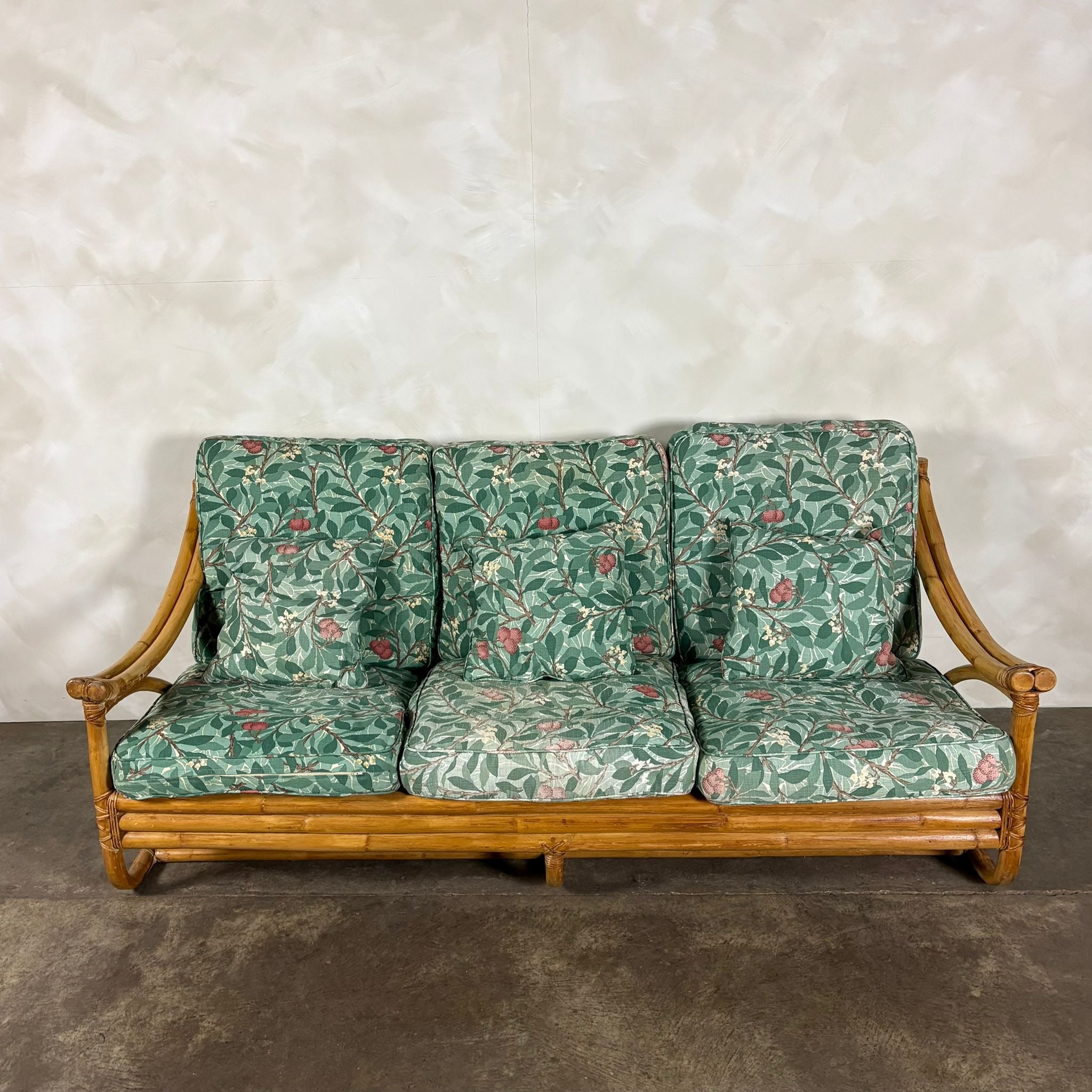 Mid Century Angraves Of Leicester Three Seater Sofa Invincible William Morris Bamboo Vintage Retro MCM