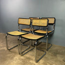 SOLD Four Black Cane Rattan Marcel Breuer B32 Cesca Dining Chairs Mid Century Vintage Retro MCM Set 1