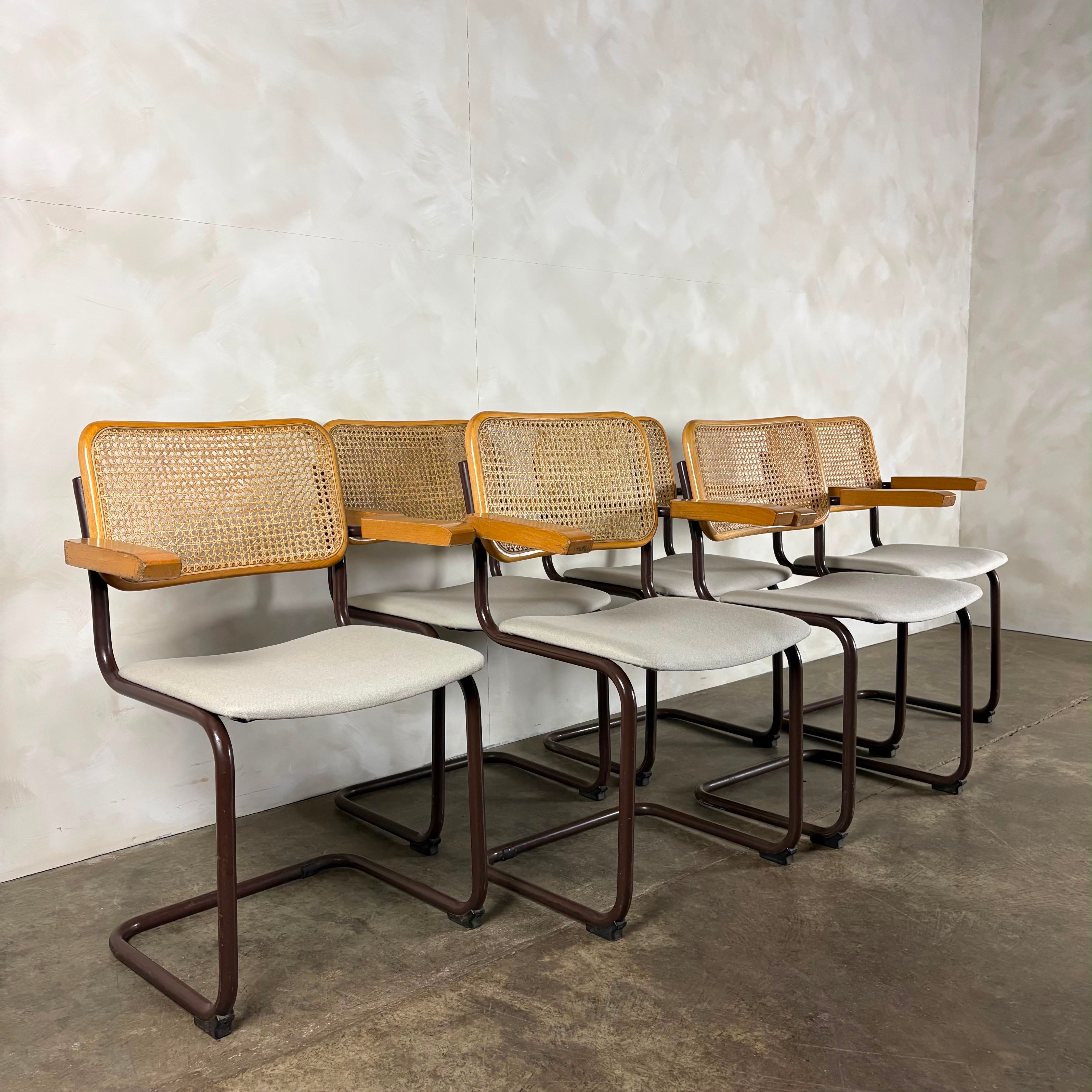 Four Brown Cesca Cane Rattan Marcel Breuer Dining Chairs Mid Century Vintage Retro MCM