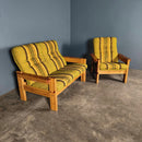 Mid Century Yngve Ekström Style Swedish Pine Two Seater Sofa & Armchair Vintage Retro MCM