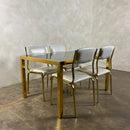 SOLD Brass & Glass Dining Table With Four Matching Brass Dining Chairs Mid Century Vintage Retro MCM