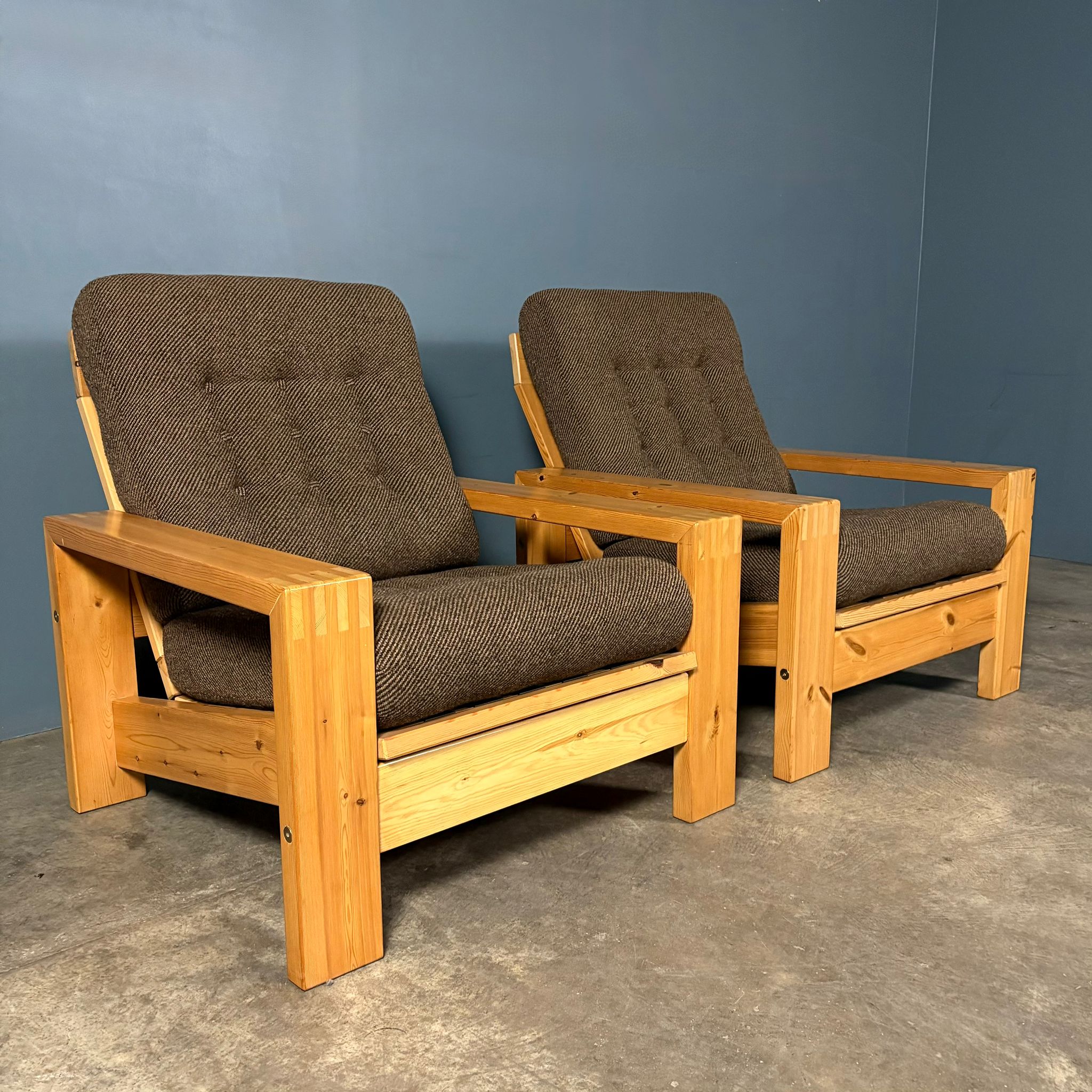 Chunky Pine Armchair Mid Century Vintage Retro MCM