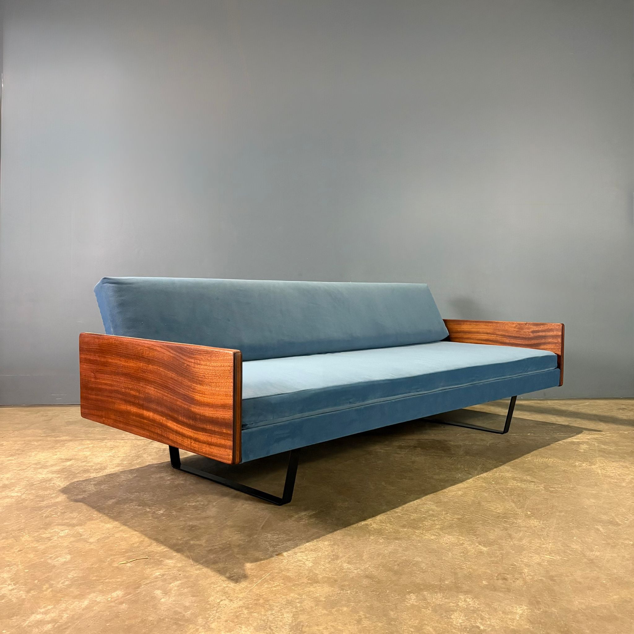 SOLD Robin Day For Hille 1958 Sofa Bed/Three Seater Sofa Blue Velvet Mid Century Vintage Retro MCM