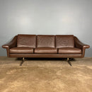 Matador Brown Leather Three Seater Sofa By Aage Christiansen For Erhardsen & Andersen & Eran Mobler Mid Century Vintage Retro MCM