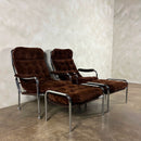Pair Of Bo Eigert Stalbo Armchairs With Footstools Mid Century Vintage Retro MCM